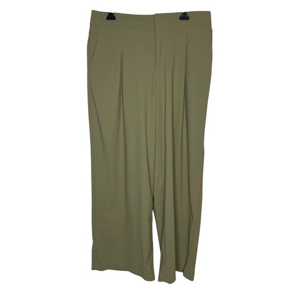 Athleta Pinnacle High Rise Trousers size 14 Olive Branch Green Wide Leg - Picture 3 of 12